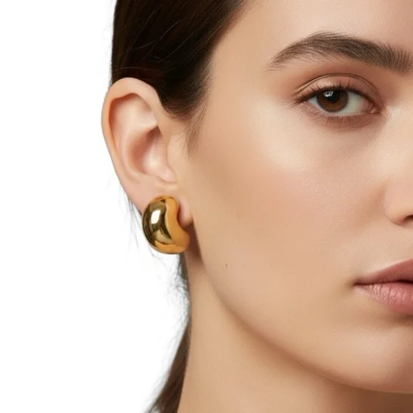 J.CREW ‘THE BEAN’ Structural Orb Earrings in Brushed Gold; Signed & NWT - Picture 9 of 11